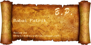 Babai Patrik névjegykártya